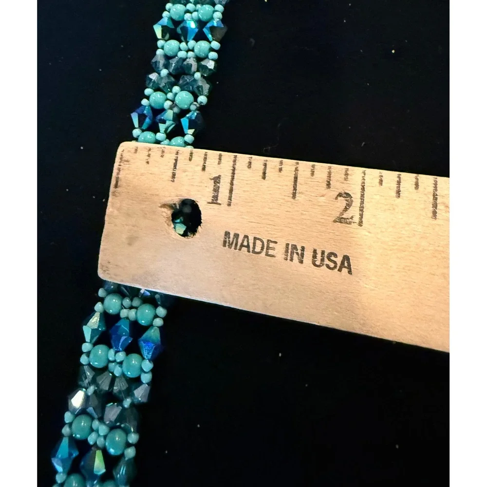 Handmade Glass‎ Beaded Bracelet Turquoise Teal Statement 7.5